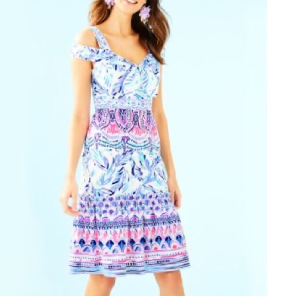 Lilly Pulitzer off shoulder watercolor dress